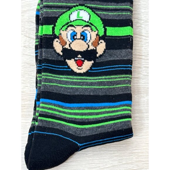 Super Mario Bros Luigi Socks Crazy Fun Graphic Novelty Dad Gift Wacky Silly Mens - Picture 3 of 4